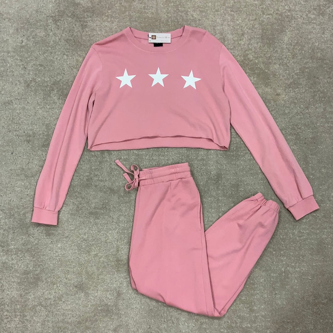 Star pullover & drawstring joggers