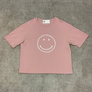 Smile Oversized Cropped Tee