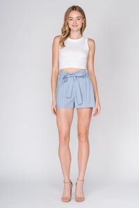 Chambray shorts w/belt