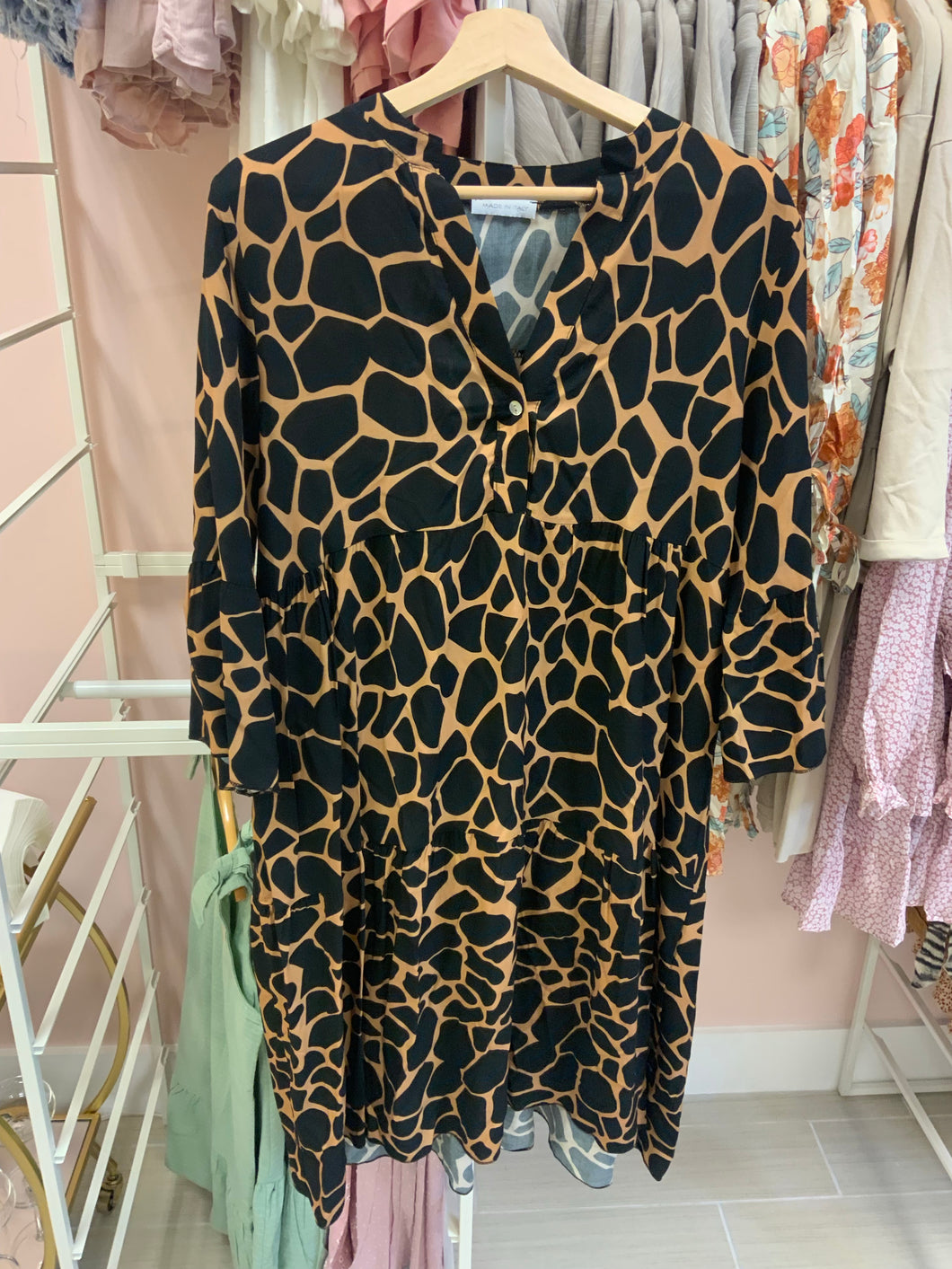 Cow print midi dress