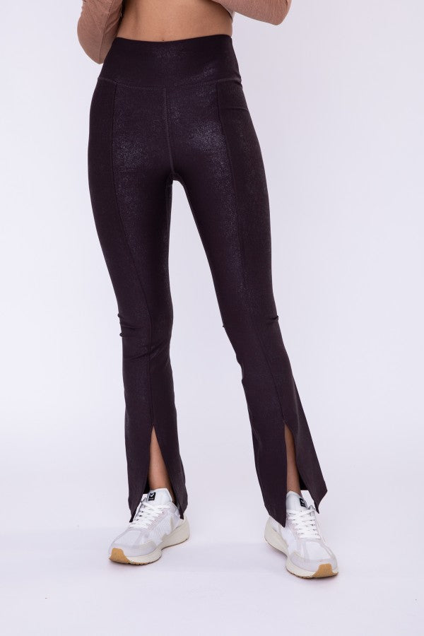 Front slit foil leggings